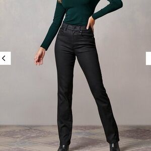 Boston Proper Black Newport High Rise Coated Slim Straight Jeans Size 14